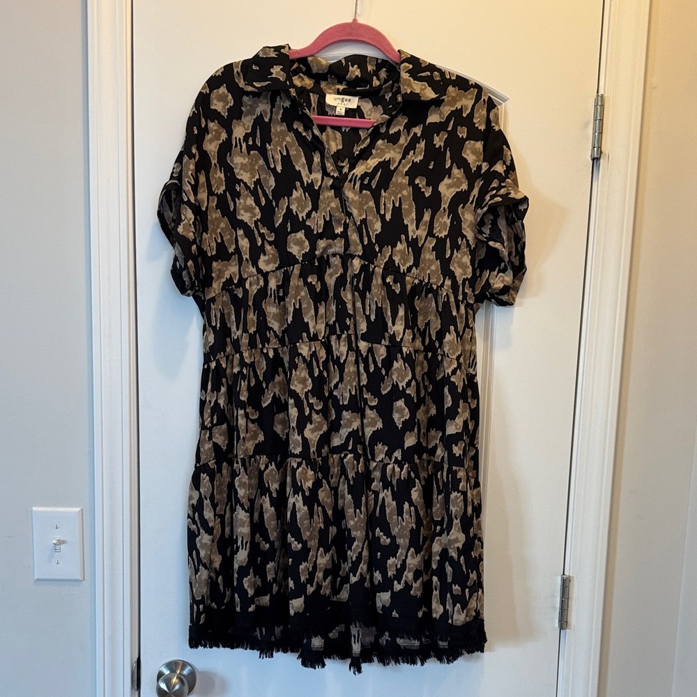 Umgee Black and Tan Patterned Dress